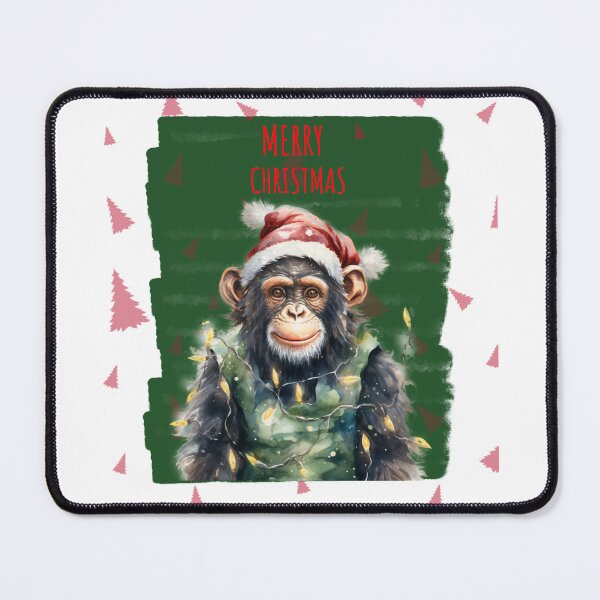 Item preview, Monkey Chimpanzee Cute Funny Christmas Animals In Christmas Tree Lights designed and sold by OliveAndSnow.