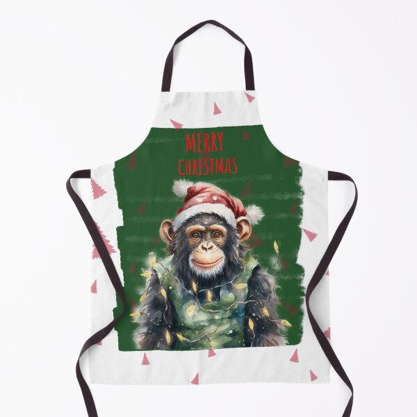 Item preview, Monkey Chimpanzee Cute Funny Christmas Animals In Christmas Tree Lights designed and sold by OliveAndSnow.