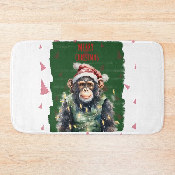 Item preview, Monkey Chimpanzee Cute Funny Christmas Animals In Christmas Tree Lights designed and sold by OliveAndSnow.