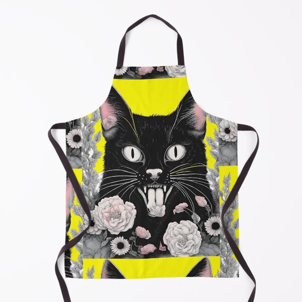 Item preview, Gothic black Cat mouth open floral  designed and sold by Catophile.