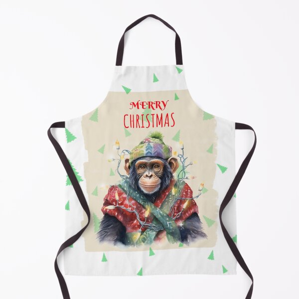 Item preview, Monkey Chimpanzee Cute Funny Christmas Animals In Christmas Tree Lights designed and sold by OliveAndSnow.