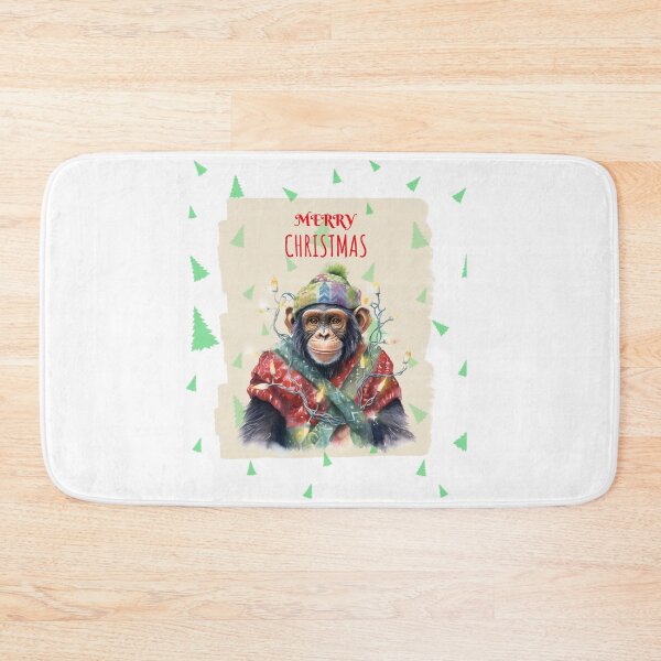 Item preview, Monkey Chimpanzee Cute Funny Christmas Animals In Christmas Tree Lights designed and sold by OliveAndSnow.