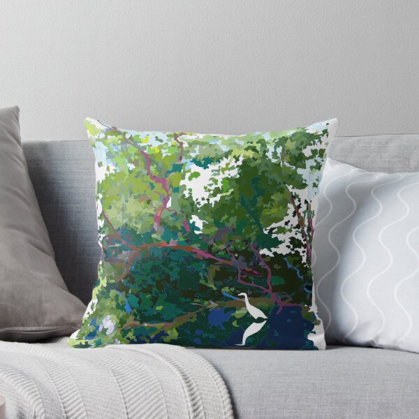 White Crane Throw Pillow