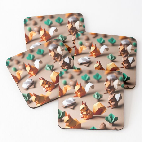 Item preview, Origami Art - Whimsical Woodlands: A Delicate Dance of Squirrels and Acorns  designed and sold by ArtfulFolds.