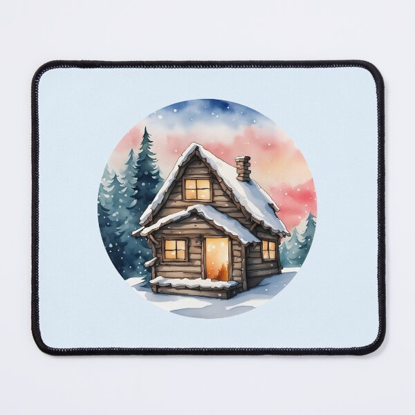 Item preview, Watercolor Snowy Winter Cottage designed and sold by PixelsNonstop.