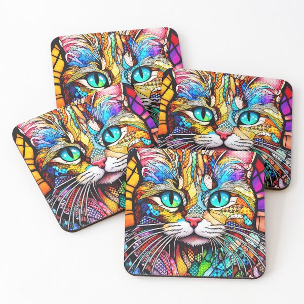 Item preview, Multicolor Cat 710 Stained Glass Mosaic designed and sold by artbylucie.