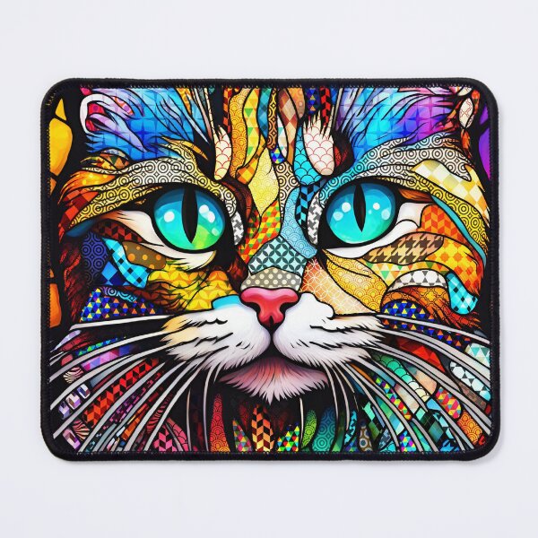 Item preview, Multicolor Cat 710 Stained Glass Mosaic designed and sold by artbylucie.