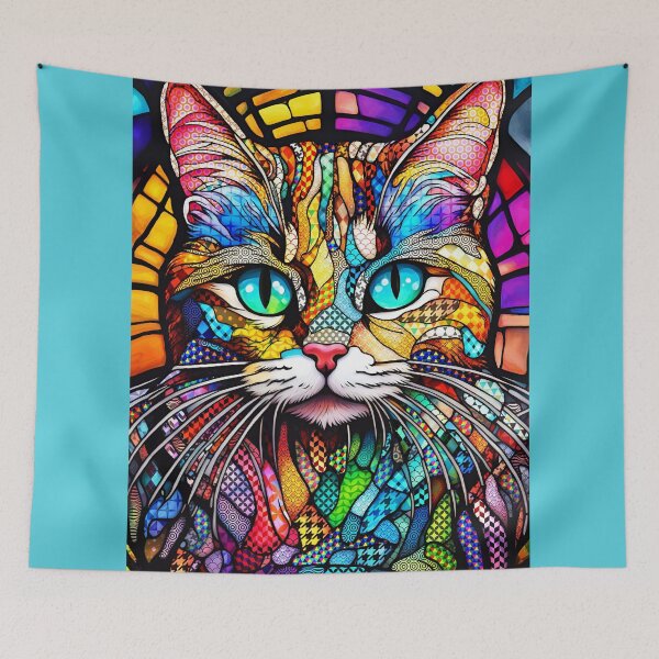 Item preview, Multicolor Cat 710 Stained Glass Mosaic designed and sold by artbylucie.