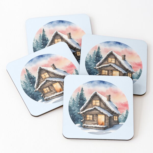 Item preview, Watercolor Snowy Winter Cottage designed and sold by PixelsNonstop.