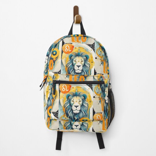 Item preview, astro sign of Leo stylized in blue and orange, with Leo on the image designed and sold by Creativesphotos.