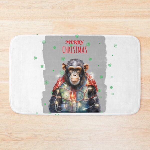 Item preview, Monkey Chimpanzee Cute Funny Christmas Animals In Christmas Tree Lights designed and sold by OliveAndSnow.