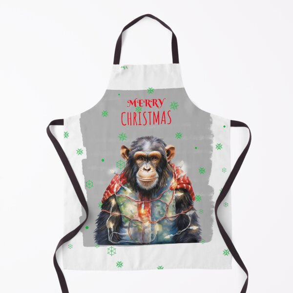 Item preview, Monkey Chimpanzee Cute Funny Christmas Animals In Christmas Tree Lights designed and sold by OliveAndSnow.