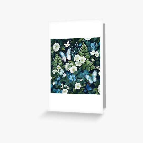 Item preview, Blue butterfly, flowers garden pattern designed and sold by Queenjas.