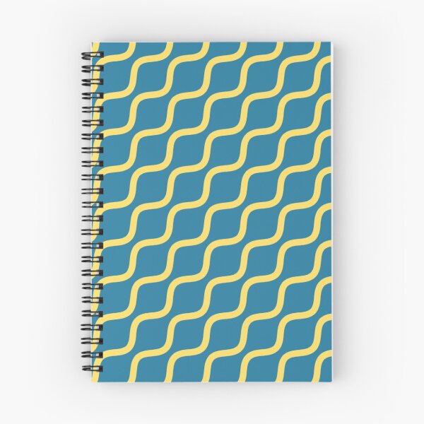 Item preview, Blue Mustard Yellow Continuous Wavy Lines Stripes Curves Bold Fishing Net Pattern designed and sold by PenguinForests.