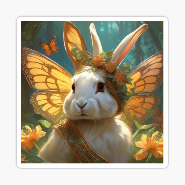 Fairy Bunny With Butterfly Wings Sticker