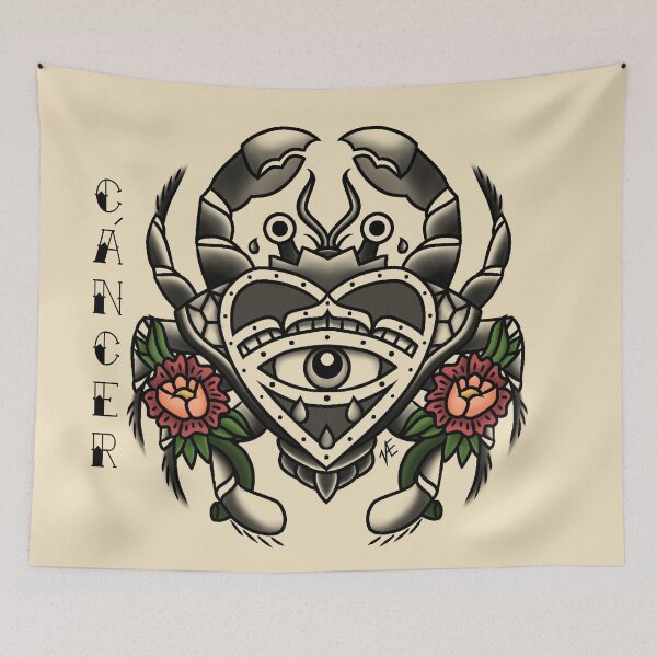 Item preview, Cancer zodiac sign tattoo designed and sold by Valentina Rojas Márquez.