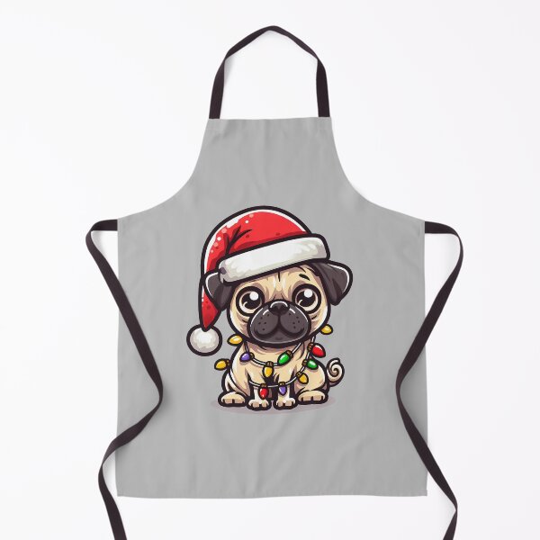 Item preview, Cartoon Santa Pug Tangled Up In Christmas Tree Lights designed and sold by Coffee Lifestyle.
