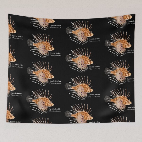 Item preview, Spotfin Lionfish - with name (dark background) designed and sold by WestCoastWoods.