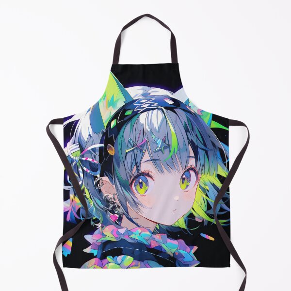 Item preview, Cute Neon Blue Green Kitty Ears Anime Girl designed and sold by bubblegoth.