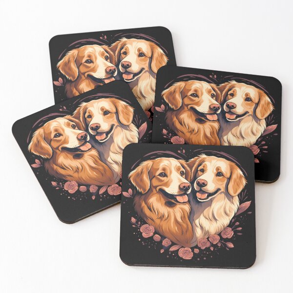 Item preview, Two Golden Retrievers In Love, Illustrated In A Heart Shape designed and sold by NBSStore.