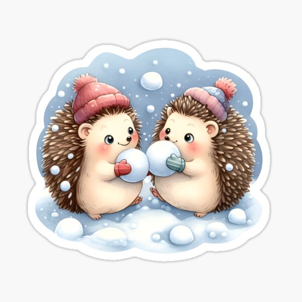 Item preview, Two Winter Hedgehogs With Snowballs designed and sold by PixelsNonstop.
