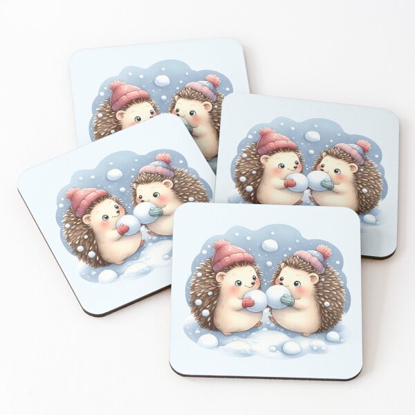 Item preview, Two Winter Hedgehogs With Snowballs designed and sold by PixelsNonstop.