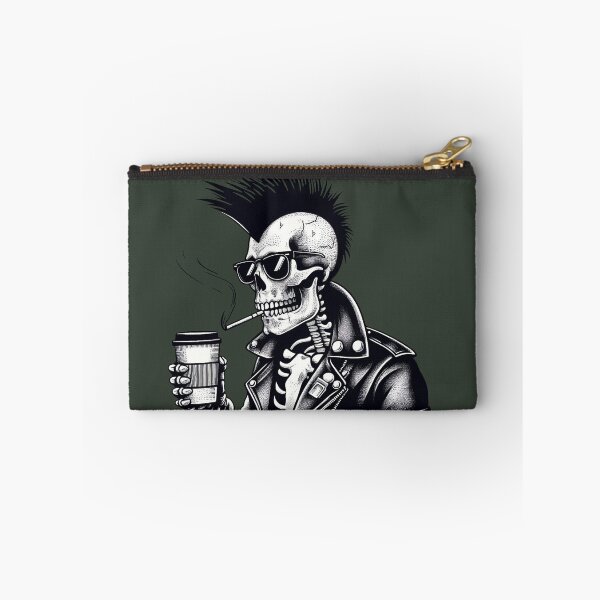 Item preview, Punk Rocker Skeleton Drinking Coffee designed and sold by CreepyCornerArt.