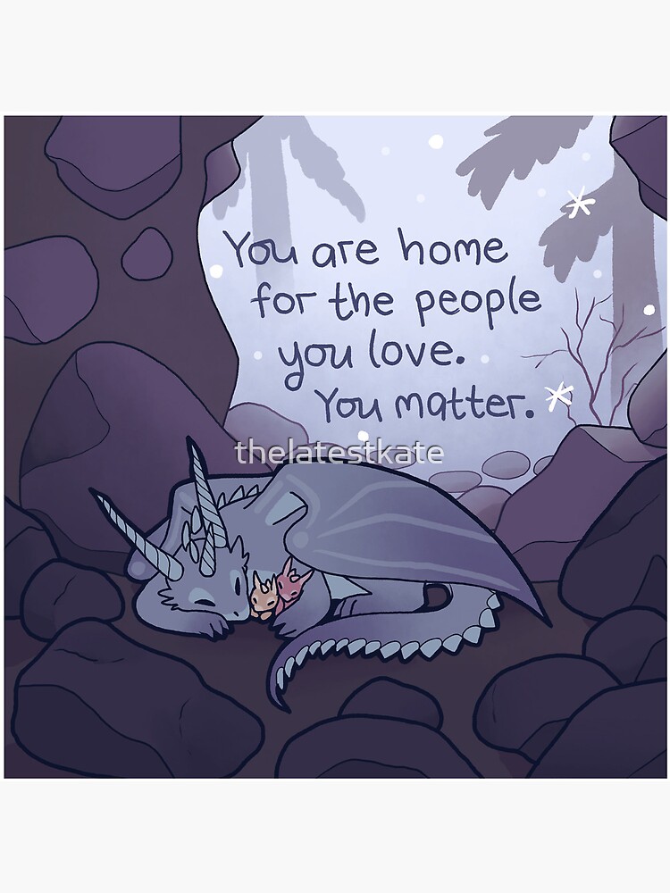 Thumbnail 5 of 5, Coasters (Set of 4), "You Are Home" Cozy Dragon Family designed and sold by thelatestkate.