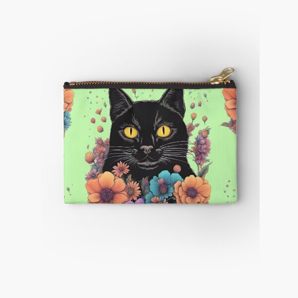 Artikelvorschau, Schwarze Katze mit Pflanzen und Blumen, Katzen und floraler surrealer Illustration entworfen und verkauft von Catophile.