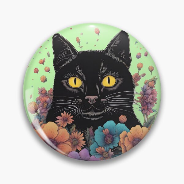 Artikelvorschau, Schwarze Katze mit Pflanzen und Blumen, Katzen und floraler surrealer Illustration entworfen und verkauft von Catophile.