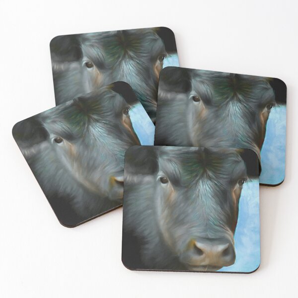Item preview, Black Cow On Blue animal art cows  designed and sold by art64.
