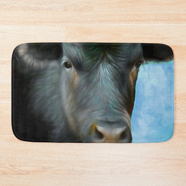 Item preview, Black Cow On Blue animal art cows  designed and sold by art64.