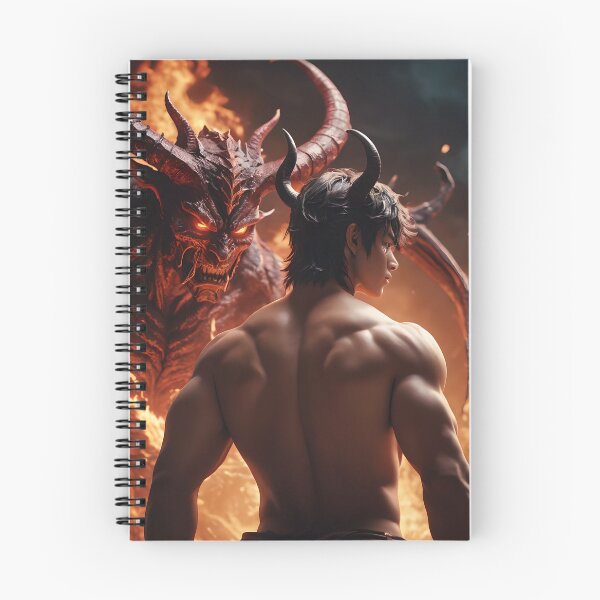 Item preview, Muscular anime boy with his fire demon designed and sold by NoP-Store.