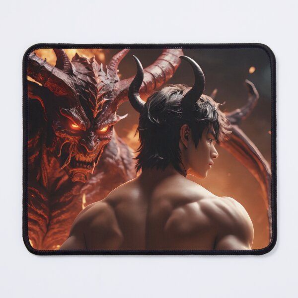 Item preview, Muscular anime boy with his fire demon designed and sold by NoP-Store.