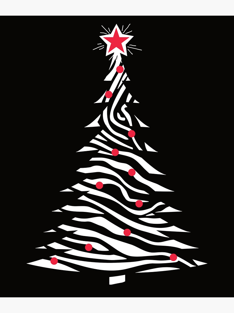 Thumbnail 3 of 3, Sticker, Zebra Print Christmas Tree & Lights Design designed and sold by hidden-design.