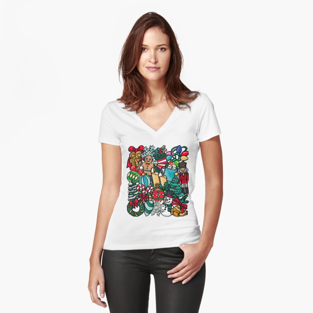 Item preview, Fitted V-Neck T-Shirt designed and sold by chuchucolouring.