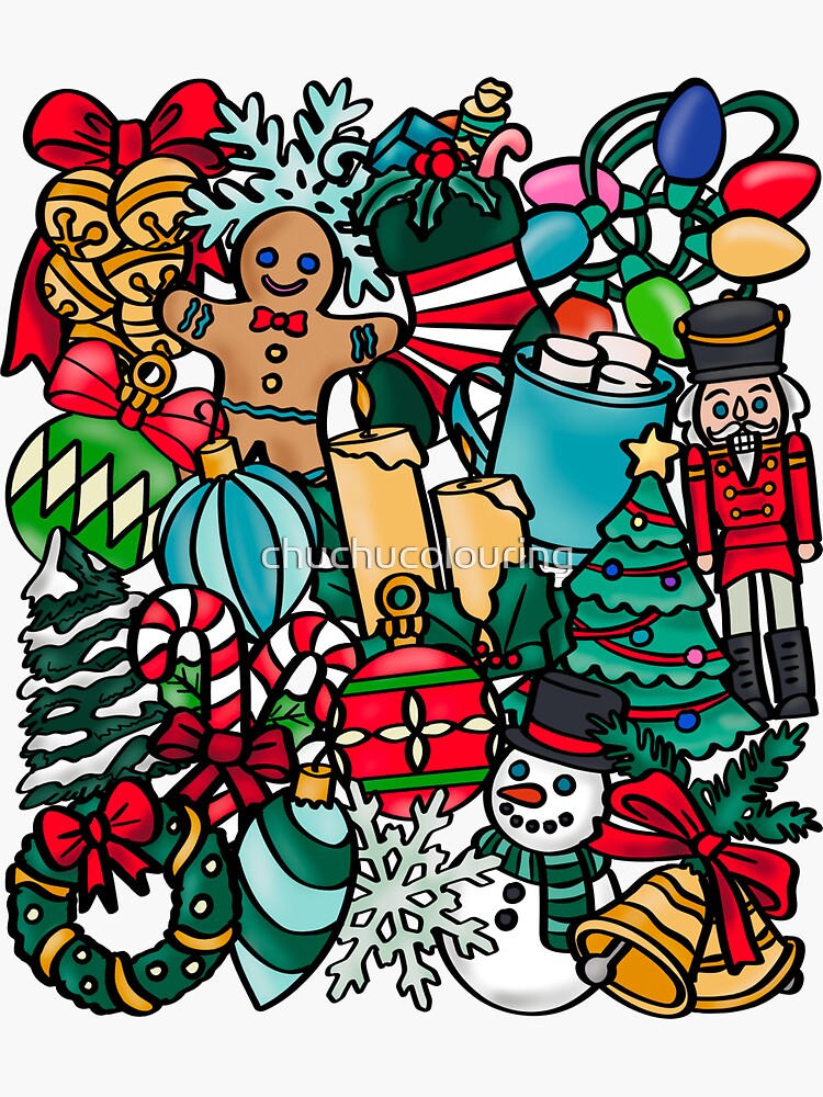 Thumbnail 3 of 3, Sticker, Christmas Holiday | Colour Collage designed and sold by chuchucolouring.