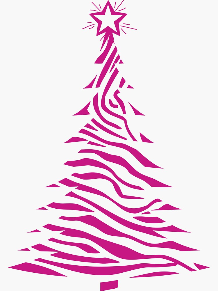 Thumbnail 3 of 3, Sticker, Zebra Pink Christmas Tree Design designed and sold by hidden-design.