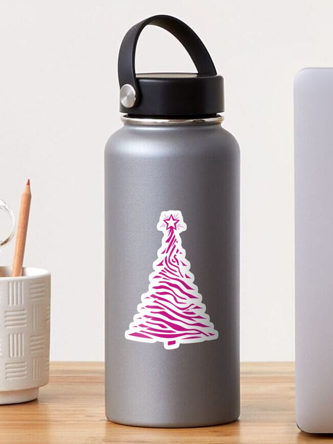 Thumbnail 1 of 3, Sticker, Zebra Pink Christmas Tree Design designed and sold by hidden-design.