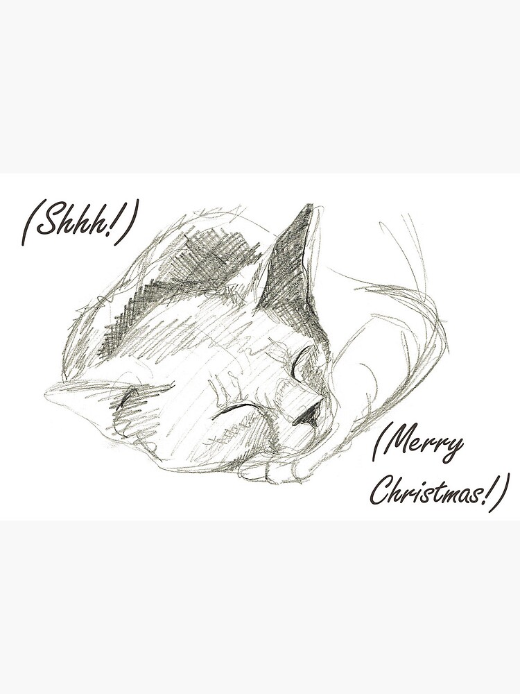 Thumbnail 2 of 2, Greeting Card, Sleeping Kitten Christmas Card. designed and sold by Dustwood-Media.
