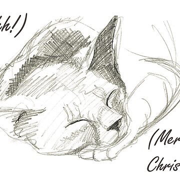 Artwork thumbnail, Sleeping Kitten Christmas Card. by Dustwood-Media
