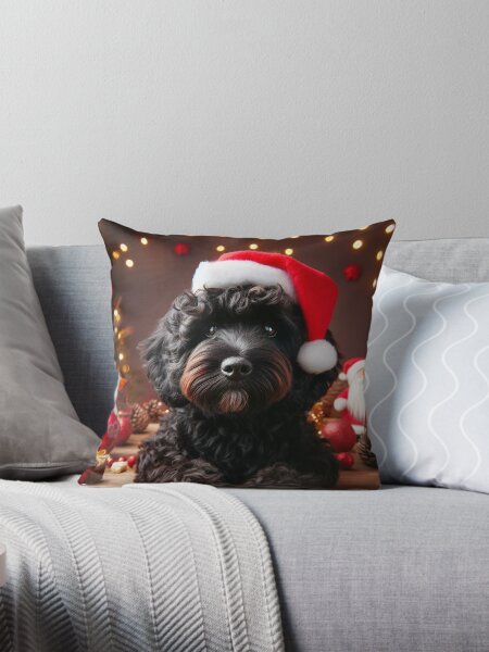 Black dog christmas pillow hotsell