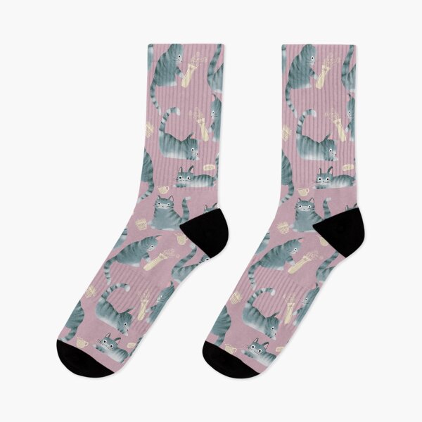 Item preview, Bad Grey Tabby Cats Knocking Stuff Over designed and sold by tanyadraws.