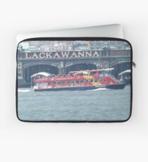 Tourist Ferry Passing the Erie Lackawanna Train and Ferry Terminal, Hoboken, New Jersey Laptop Sleeve