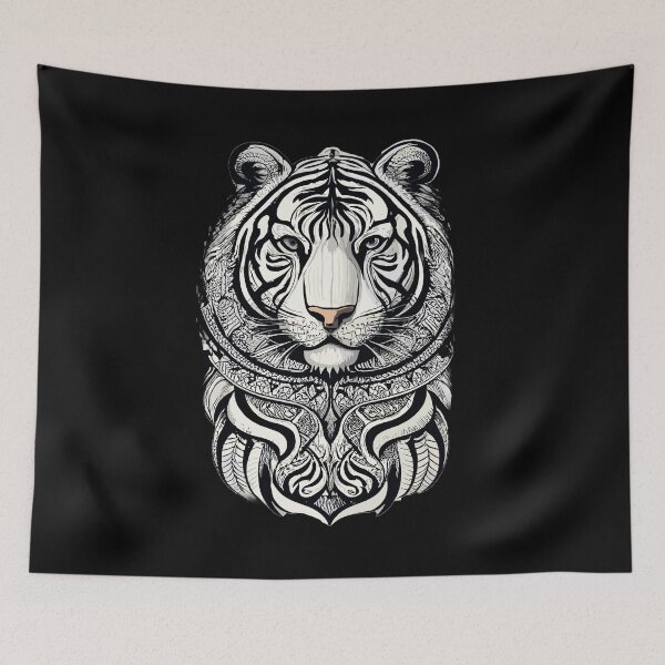 Item preview, Wild Tiger Black And White Wall Art HQ  designed and sold by Psycho-Crazy.