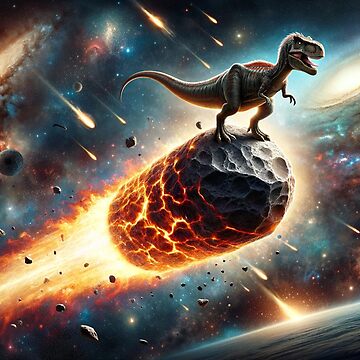 Artwork thumbnail, Dinosaur Riding a Meteor by Mugs and Shirts