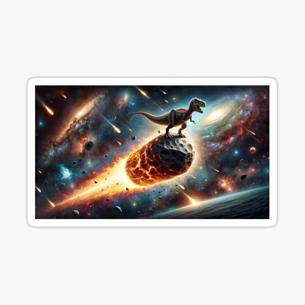 Dinosaur Riding a Meteor Sticker