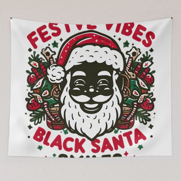 Item preview, Festve Black Santa Smiles Christmas designed and sold by KitonicTees.