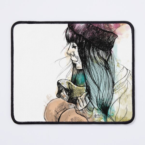 Item preview, Mint hair girl with a hat on thinking about You designed and sold by lechicka.