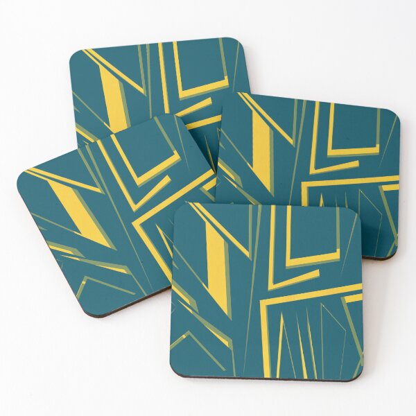 Item preview, "Electric Contact Angles" - Bright Yellow Blue Green Abstract Squares Sharp Shapes designed and sold by pngrktes-art.